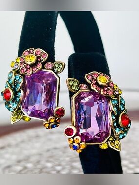 Heidi Daus CLIP 🆕  💐 Flower Bouquet crystal earrings